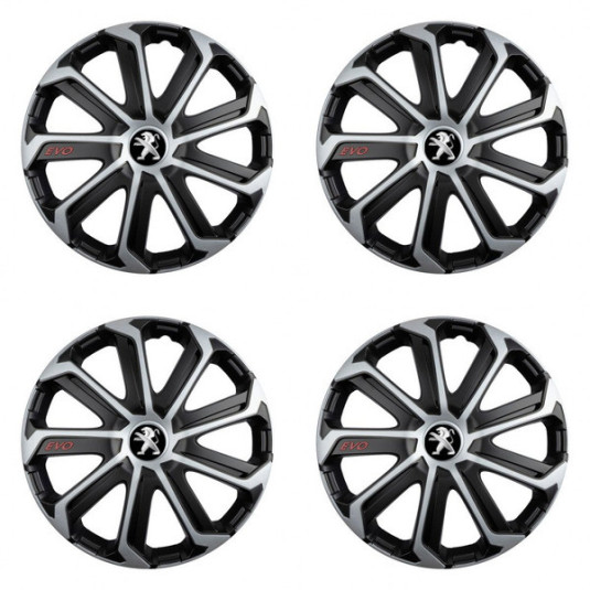 Poklice pro Peugeot (staršie logo) 15 Evo black&silver