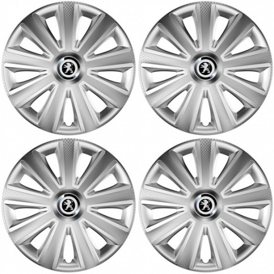 Poklice pro Peugeot (staršie logo) 16 Aviator carbon RC 16 silver