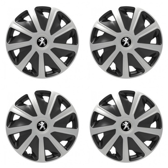 Poklice pro Peugeot (staršie logo) pre dodávky 16 Craft silver and black