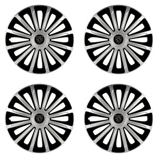 Poklice pro Peugeot (nové logo) 15 TREND silver and black