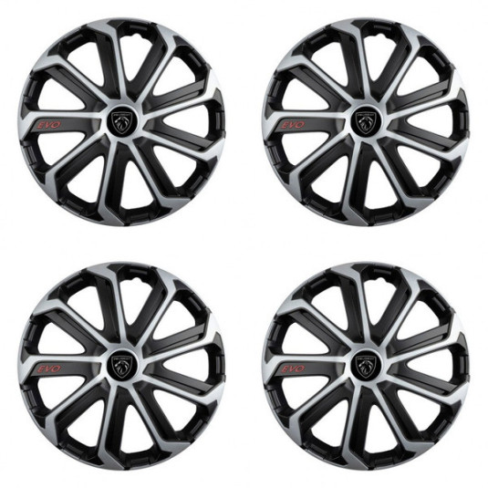 Poklice pro Peugeot (nové logo) 16 Evo black&silver