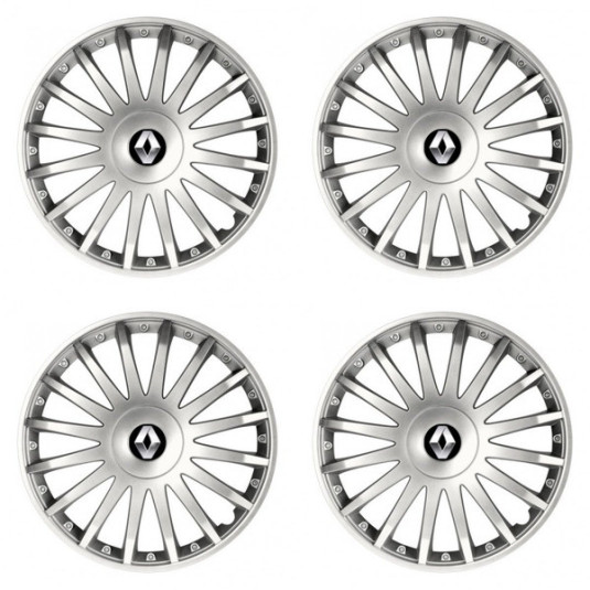 Poklice pro Renault (staršie logo) 15 CRYSTAL silver