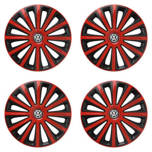 Poklice pro VW (černé) 15 TREND red and black