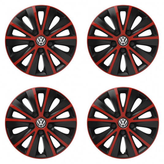 Poklice pro VW (černé) 16 RAPIDE red and black