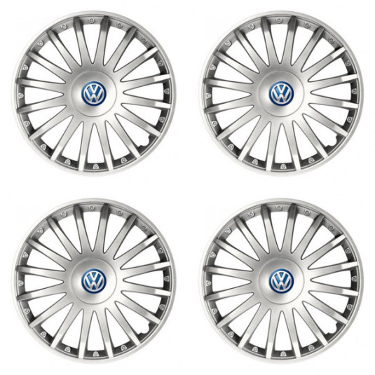 Poklice pro VW (modré) 15 CRYSTAL silver