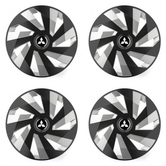 Poklice pro Mitsubishi (stříbrné) 14 Vector RC black and silver