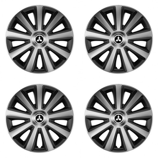 Poklice pro Mitsubishi (stříbrné) 15 Aviator carbon silver&black