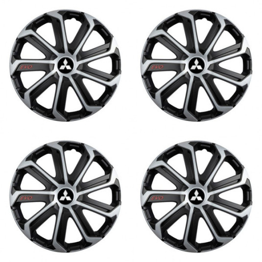 Poklice pro Mitsubishi (stříbrné) 16 Evo black&silver