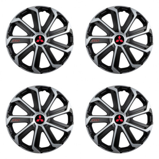 Poklice pro Mitsubishi (červené) 14 Evo black&silver