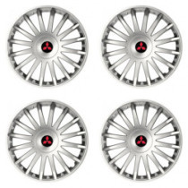 Poklice pro Mitsubishi (červené) 15 CRYSTAL silver