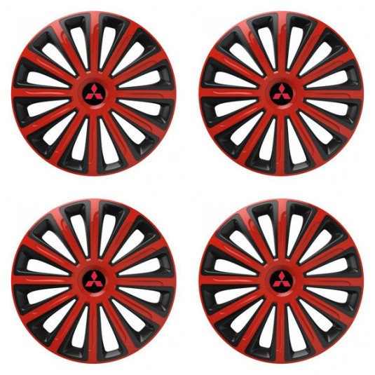 Poklice pro Mitsubishi (červené) 16 TREND red and black