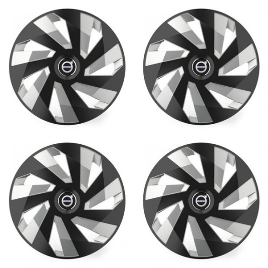 Poklice pro Volvo (černé) 16 Vector RC black and silver