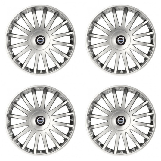 Poklice pro Volvo (černé) 16 CRYSTAL silver