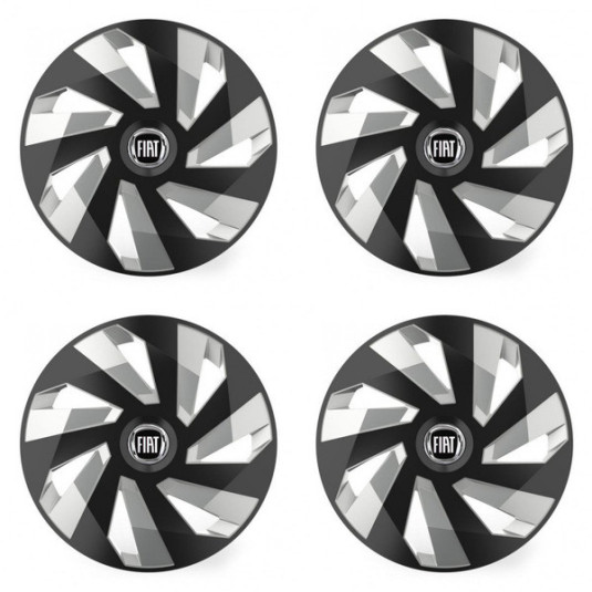 Poklice pro Fiat (černý) 16 Vector RC black and silver