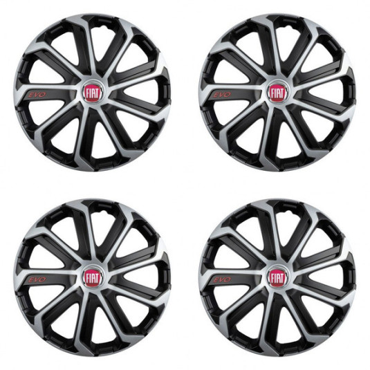 Poklice pro Fiat (červené) 14 Evo black&silver