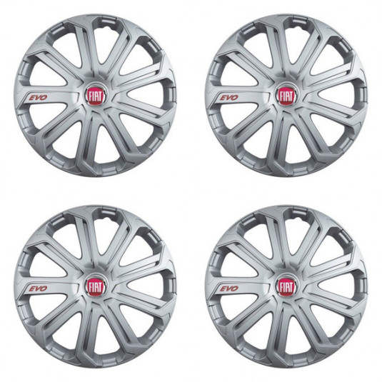 Poklice pro Fiat (červené) 15 Evo silver