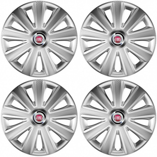 Poklice pro Fiat (červené) 15 Aviator carbon silver