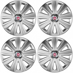 Poklice pro Fiat (červené) 15 Aviator carbon silver