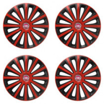 Poklice pro Fiat (červené) 15 TREND red and black