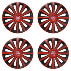 Poklice pro Fiat (červené) 15 TREND red and black