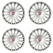 Poklice pro Fiat (červené) 15 CRYSTAL silver