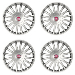 Poklice pro Fiat (červené) 15 CRYSTAL silver