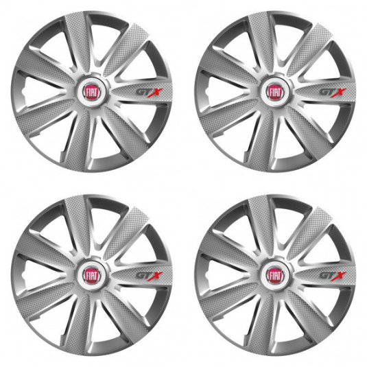 Poklice pro Fiat (červené) 15 GTX CARBON silver