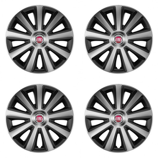 Poklice pro Fiat (červené) 16 Aviator carbon silver&black
