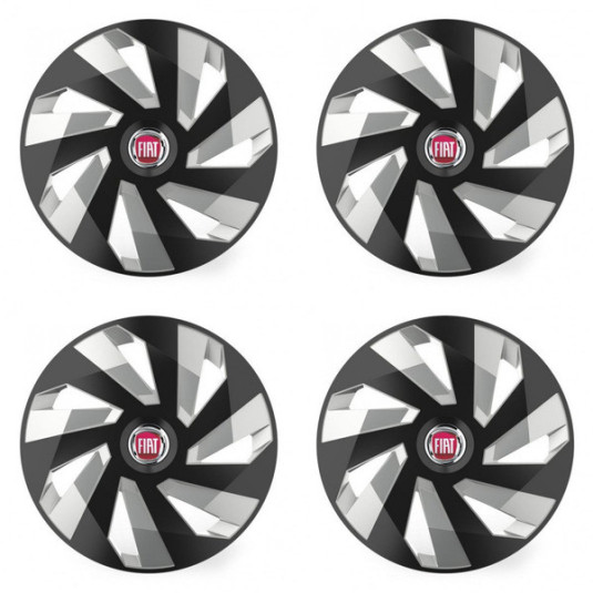 Poklice pro Fiat (červené) 16 Vector RC black and silver