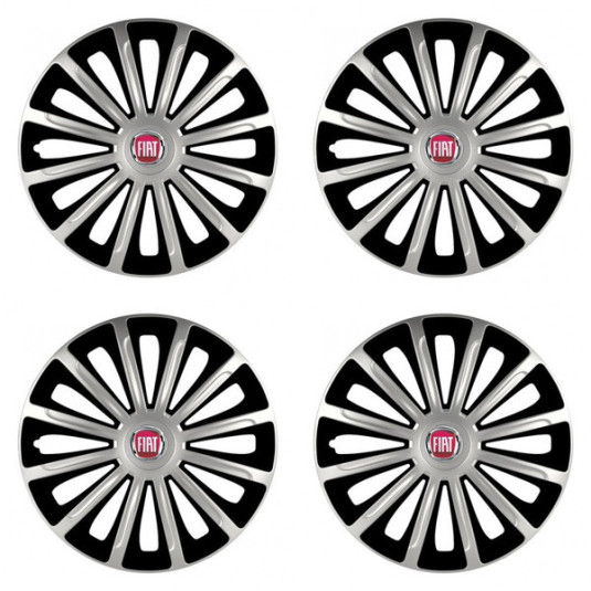 Poklice pro Fiat (červené) 16 TREND silver and black