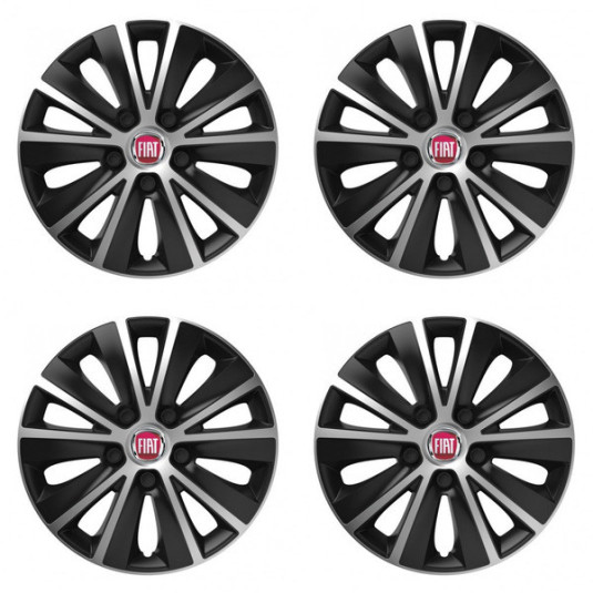 Poklice pro Fiat (červené) 16 RAPIDE silver and black