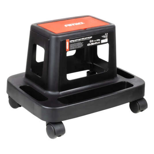 Dílenská stolička na kolečkách s úložným prostorem na nářadí 150 kg AMiO-04269