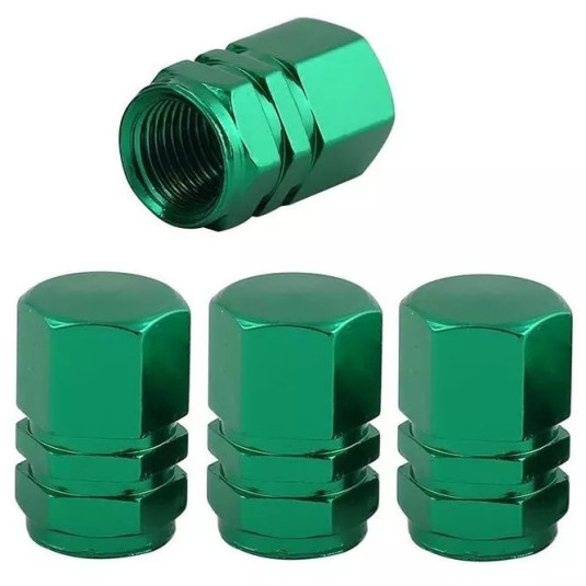 Hliníkové krytky na ventil zelené 4 ks