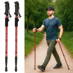Nordic walking palice skladacie 2 kusy červené