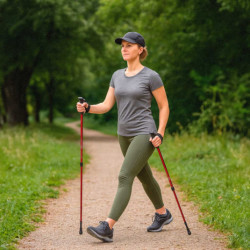 Nordic walking palice skladacie 2 kusy červené