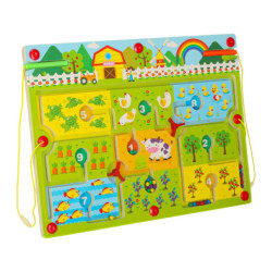 Dřevěná společenská hra Magnetické bludiště na cestovní farmu pro 2 hráče