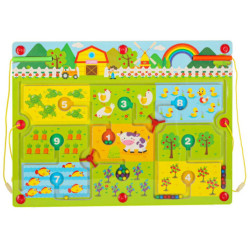 Dřevěná společenská hra Magnetické bludiště na cestovní farmu pro 2 hráče