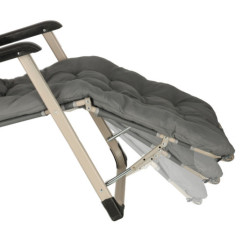 Záhradné lehátko LUARO turistické skladacie kreslo s vankúšom- sivé