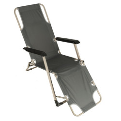 Záhradné lehátko LUARO turistické skladacie kreslo s vankúšom- sivé