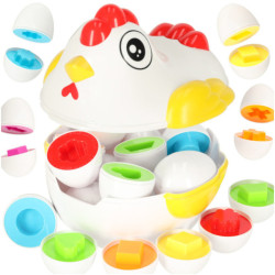 Vzdělávací puzzle třídič tvarů vajíček 12 ks slepice