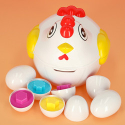 Vzdělávací puzzle třídič tvarů vajíček 12 ks slepice