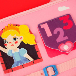 Senzorická manipulační deska montessori batoh, růžová