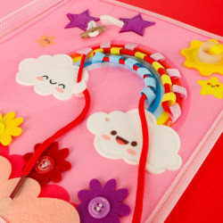 Senzorická manipulační deska montessori batoh, růžová