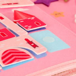 Senzorická manipulační deska montessori batoh, růžová