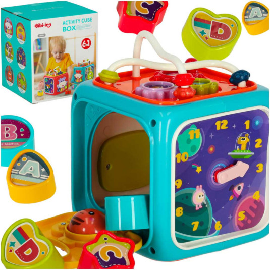 Vzdělávací kostka interaktivní piano 6v1 Bibi-inn, modrá