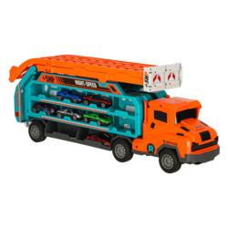 Obytný přívěs s dráhovým skluzem 6el oranžový