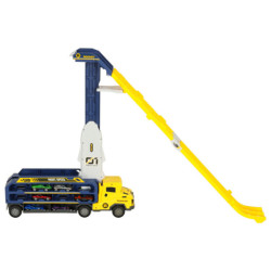 Obytný přívěs s dráhovým skluzem 6el žlutý