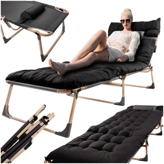 Skládací polní postel Tourist 198 cm, černá