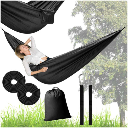 Kempingová houpací síť cestovní houpací síť 270cm černá