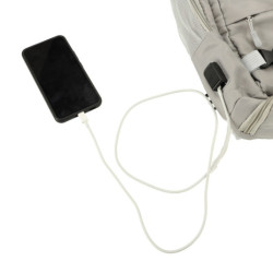 Cestovní batoh do letadla vodotěsný USB kabel 45x16x28cm - šedý